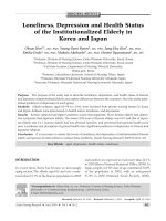 Loneliness, Depression and Health Status of the Institutionalized Elderly in Korea and Japan pptx