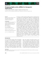 Báo cáo khoa học: Designing highly active siRNAs for therapeutic applications pdf