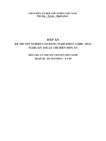 đáp án đề thi lí thuyết tốt nghiệp khóa 3 - kỹ thuật chế biến món ăn - mã đề thi ktcbma - lt (50)