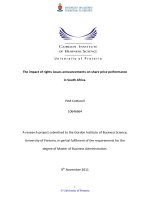 Ảnh hưởng của việc thông báo quyền đến giá cổ phiếu - the impact of the rights issue announcements on share price