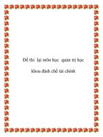 Đề thi lại môn học quản trị học khoa định chế tài chính ppt
