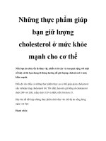 Những thực phẩm giúp bạn giữ lượng cholesterol ở mức khỏe mạnh cho cơ thể pdf