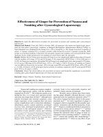 Effectiveness of Ginger for Prevention of Nausea and Vomiting after Gynecological Laparoscopy docx