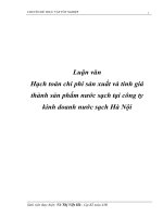 hạch toán chi phí sản xuất và tính giá thành sản phẩm nước sạch tại công ty kinh doanh nước sạch hà nội
