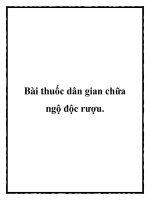 Bài thuốc dân gian chữa ngộ độc rượu doc