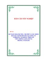 luận văn kế toán doanh thu, chi phí vá xác định kết quả kinh doanh tại công ty tnhh đầu tư và phát triển dv viễn thông long hưng