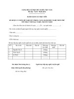 MẪU DANH SÁCH CÁC HỌC VIÊN ĐÃ ĐƯỢC CÁ NHÂN ĐỀ NGHỊ XÉT PHONG TẶNG DANH HIỆU NGHỆ NHÂN PHÚ YÊN TRỰC TIẾP DẠY NGHỀ, TRUYỀN NGHỀ potx