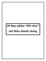 10 thực phẩm “đốt cháy” mỡ thừa nhanh chóng pot
