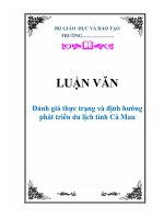 LUẬN VĂN: Đánh giá thực trạng và định hướng phát triển du lịch tỉnh Cà Mau doc