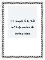 Trẻ béo phì dễ bị “bất lực” hoặc vô sinh khi trưởng thành pdf