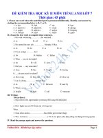 Đề thi học kỳ 2 môn Anh văn lớp 7 Đề 9 pptx