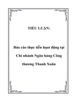 báo cáo thực tiễn họat động tại chi nhánh ngân hàng công thương thanh xuân