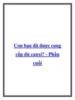 Con bạn đã được cung cấp đủ canxi? - Phần cuối pot