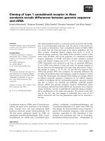Báo cáo khoa học: Cloning of type 1 cannabinoid receptor in Rana esculenta reveals differences between genomic sequence and cDNA pot