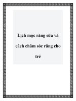 Lịch mọc răng sữa và cách chăm sóc răng cho trẻ pdf