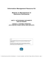 UNIT 6. NETWORKING DOCUMENTS AND DATABASES LESSON 4. DYNAMIC WEBSITES: JAVA SERVER PAGES (JSPS) AND SERVLETSNOTE doc