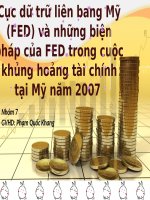 cục dữ trữ liên bang mỹ (fed) và những biện pháp của fed trong cuộc khủng hoảng tài chính tại mỹ năm 2007