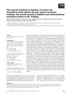 Báo cáo khoa học: The natural mutation by deletion of Lys9 in the thrombin A-chain affects the pKa value of catalytic residues, the overall enzyme’s stability and conformational transitions linked to Na+ binding pdf