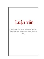 Luận văn: VIỆC LÀM CHO NGƯỜI LAO ĐỘNG NGOẠI THÀNH HÀ NỘI TRONG QUÁ TRèNH ĐÔ THỊ HOÁ docx