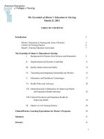 The Essentials of Master’s Education in Nursing March 21, 2011 potx