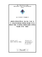Luận văn: PHÂN TÍCH TÍN DỤNG NGẮN HẠN TẠI NGÂN HÀNG NÔNG NGHIỆP VÀ PHÁT TRIỂN NÔNG THÔN KHU CÔNG NGHIỆP MỸ THO docx