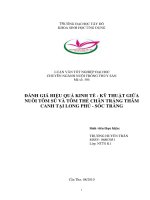 Đánh giá hiệu quả Kinh tế - Kỹ thuật giữa nuôi tôm sú (Penaeus monodon) và tôm thẻ chân trắng (Litopenaeus vannamei) thâm canh tại Long Phú, Sóc Trăng