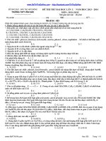 ĐỀ THI THỬ ĐẠI HỌC MÔN HOÁ THPT VĨNH BẢO NĂM 2014