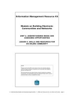 UNIT 2. UNDERSTANDING NEEDS AND ASSESSING OPPORTUNITIES LESSON 4. SKILLS AND RESOURCES FOR AN ONLINE COMMUNITY doc