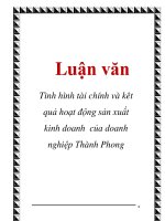 Luận văn: Tình hình tài chính và kêt quả hoạt động sản xuất kinh doanh của doanh nghiệp Thành Phong docx