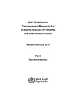 WHO Guidelines for Pharmacological Management of Pandemic Influenza A(H1N1) 2009 and other Influenza Viruses potx