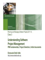 Understanding Software Project Management PMI fundamentals, Project Selection, Initial documents doc