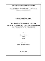 Techniques to improve English pronunciation for second - major students at Hai Phong Private University