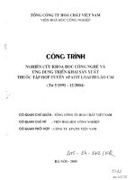 Công trình nghiên cứu khoa học công nghệ và ứng dụng triển khai sản xuất thuốc tập hợp tuyển Apatit loại III Lào Cai pdf