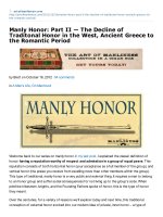 The Decline of Traditonal Honor in the West, Ancient Greece to the Romantic Period