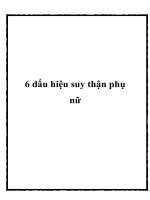 6 dấu hiệu suy thận phụ nữ pot