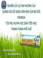 nghiên cứu sự ảnh hưởng của quảng cáo sử dụng hình ảnh con bò sữa vinamilk tới phụ huynh học sinh tiểu học trong thành phố huế