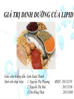 Giá trị dinh dưỡng của lipid