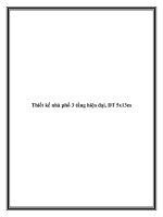 Thiết kế nhà phố 3 tầng hiện đại, DT 5x13m pot