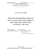 phân tích tình hình hoạt động tín dụng tại ngân hàng nông nghiệp và phát triển nông thôn huyện duyên hải – trà vinh