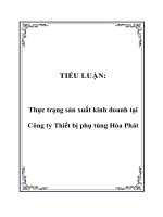 thực trạng sản xuất kinh doanh tại công ty thiết bị phụ tùng hòa phát