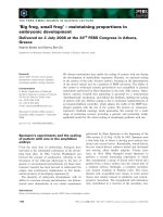 Báo cáo khoa học: ‘Big frog, small frog’ – maintaining proportions in embryonic development Delivered on 2 July 2008 at the 33 rd FEBS Congress in Athens, Greece pot