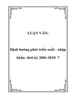 Định hướng phát triển xuất - nhập khẩu thời kỳ 2001-2010