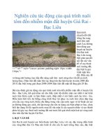 Nghiên cứu tác động của quá trình nuôi tôm đến nhiễm mặn đất huyện Giá Rai Bạc Liêu pot