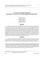ACCOUNTING HISTORY RESEARCH: TRADITIONAL AND NEW ACCOUNTING HISTORY PERSPECTIVES * docx