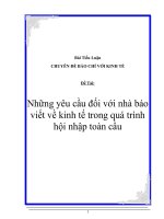 Tiều luận: Những yêu cầu đối với nhà báo viết về kinh tế trong quá trình hội nhập toàn cầu ppt