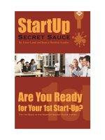 StartUp Secret Sauce Series: Are You Ready for Your First StartUp docx