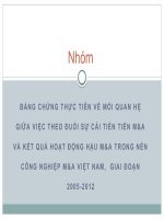 BẰNG CHỨNG THỰC TIỄN VỀ MỐI QUAN HỆ GIỮA VIỆC THEO ĐUỔI SỰ CẢI TIẾN TIỀN M&A VÀ KẾT QUẢ HOẠT ĐỘNG HẬU M&A TRONG NỀN CÔNG NGHIỆP M&A VIỆT NAM,  GIAI ĐOẠN 2005-2012