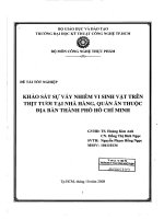 LUẬN VĂN CÔNG NGHỆ THỰC PHẨM KHẢO SÁT SỰ VÂY NHIỄM VI SINH VẬT TRÊN THỊT TƯƠI TẠI NHÀ HÀNG QUÁN ĂN THUỘC ĐỊA BÀN TP HỒ CHÍ MINH