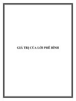 GIÁ TRỊ CỦA LỜI PHÊ BÌNH pdf