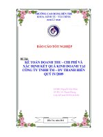 KẾ TOÁN DOANH THU - CHI PHÍ VÀ  XÁC ĐỊNH KẾT QUẢ KINH DOANH TẠI CÔNG TY TNHH TM – DV THANH HIỀN  QUÝ IV/2009 